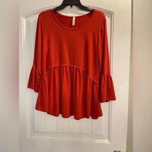 MTS | flutter sleeve baby doll knit blouse red size large comfort boutique fall